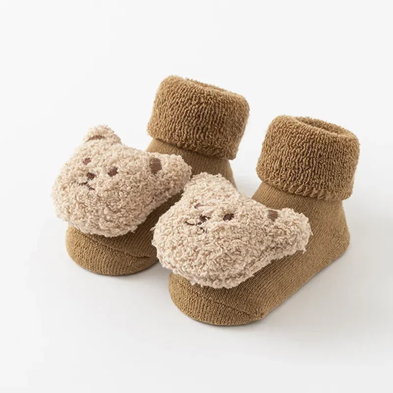 Cute Cartoon Animal Baby Socks for Boy Girl Winter Soft Cotton Bear anti Slip Soled Newborn Toddler Sock Kids Thhicken Socken