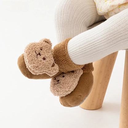 Cute Cartoon Animal Baby Socks for Boy Girl Winter Soft Cotton Bear anti Slip Soled Newborn Toddler Sock Kids Thhicken Socken