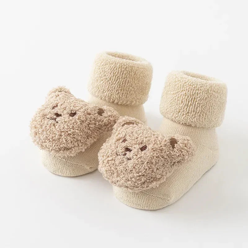 Cute Cartoon Animal Baby Socks for Boy Girl Winter Soft Cotton Bear anti Slip Soled Newborn Toddler Sock Kids Thhicken Socken