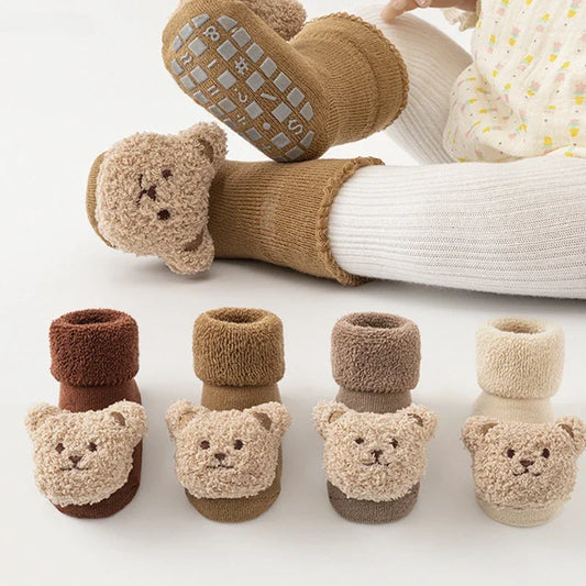 Cute Cartoon Animal Baby Socks for Boy Girl Winter Soft Cotton Bear anti Slip Soled Newborn Toddler Sock Kids Thhicken Socken